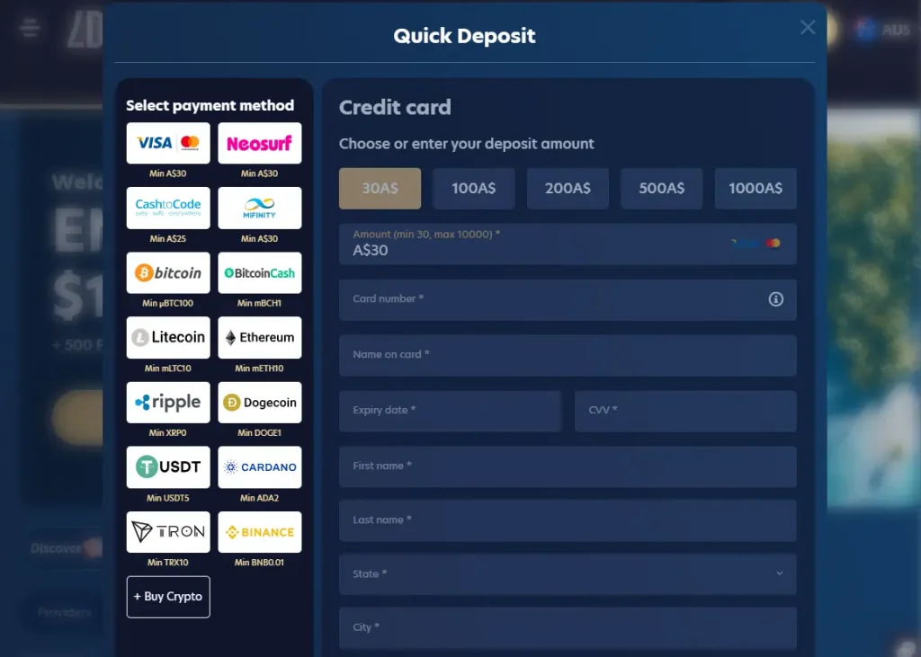 Deposits at Lucky Dreams