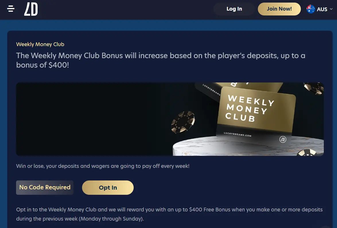 Additional LuckyDreams Bonus at Weekly Money Club